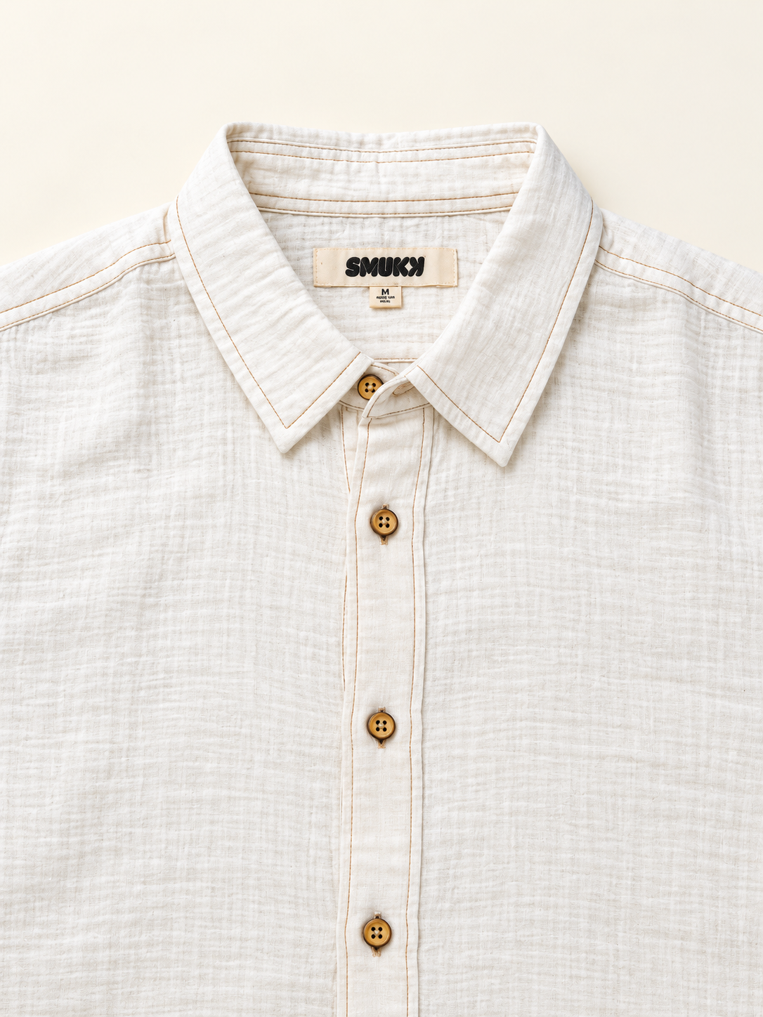 Men White Doublecloth Casual Shirt