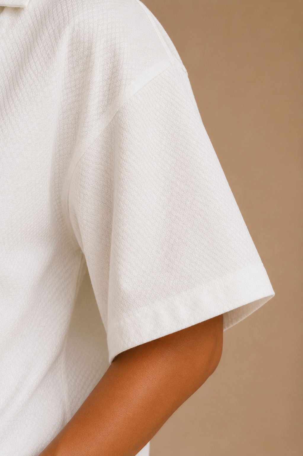 Women White Resort Collar Top