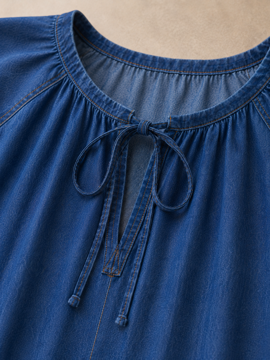 Women Blue Tie-Neck Tiered Dress