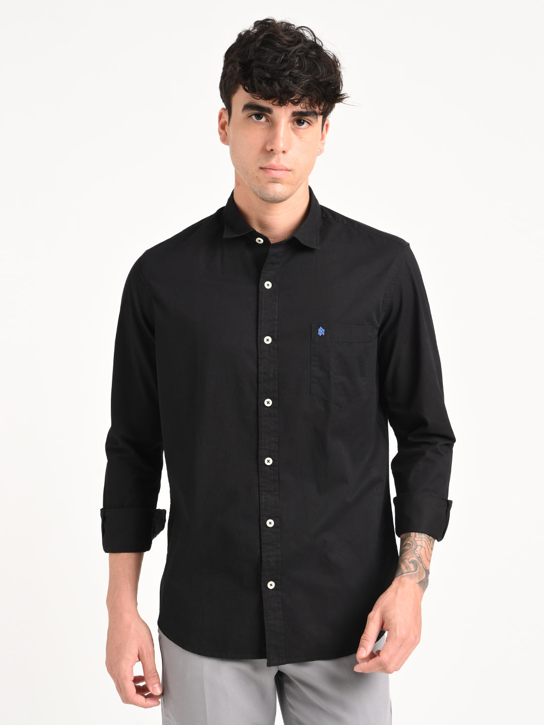 Men Cotton Shirt with Chest Pocket