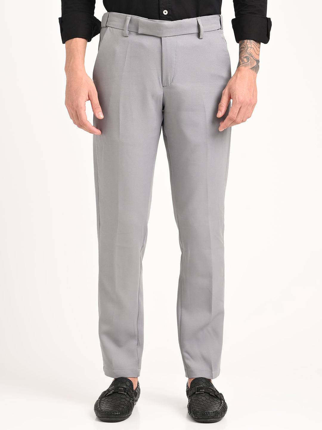 Men Textured Polyester Trousers