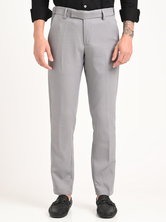 Men Textured Polyester Trousers