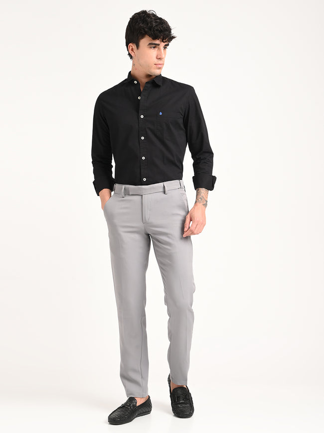 Men Textured Polyester Trousers