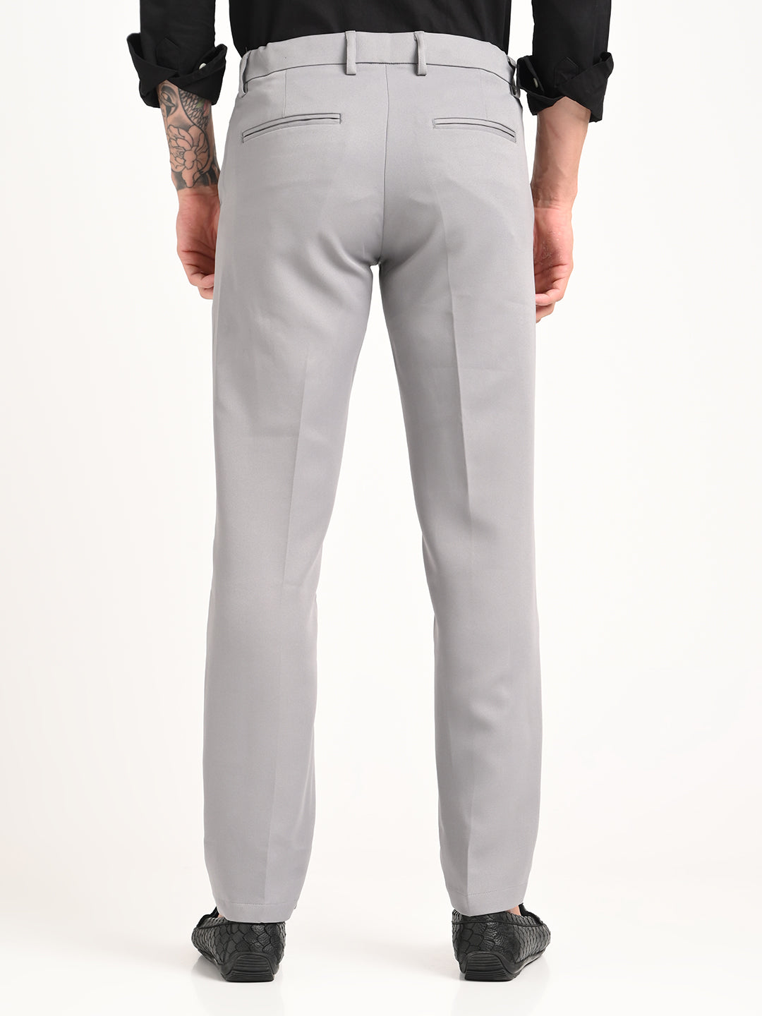 Men Textured Polyester Trousers