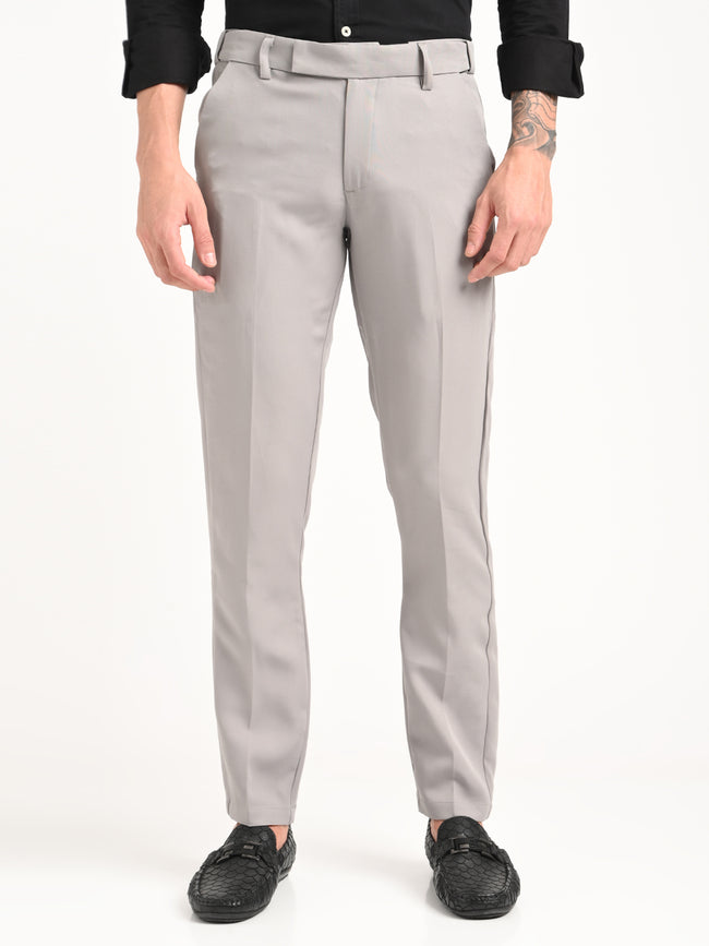 Men Textured Polyester Trousers