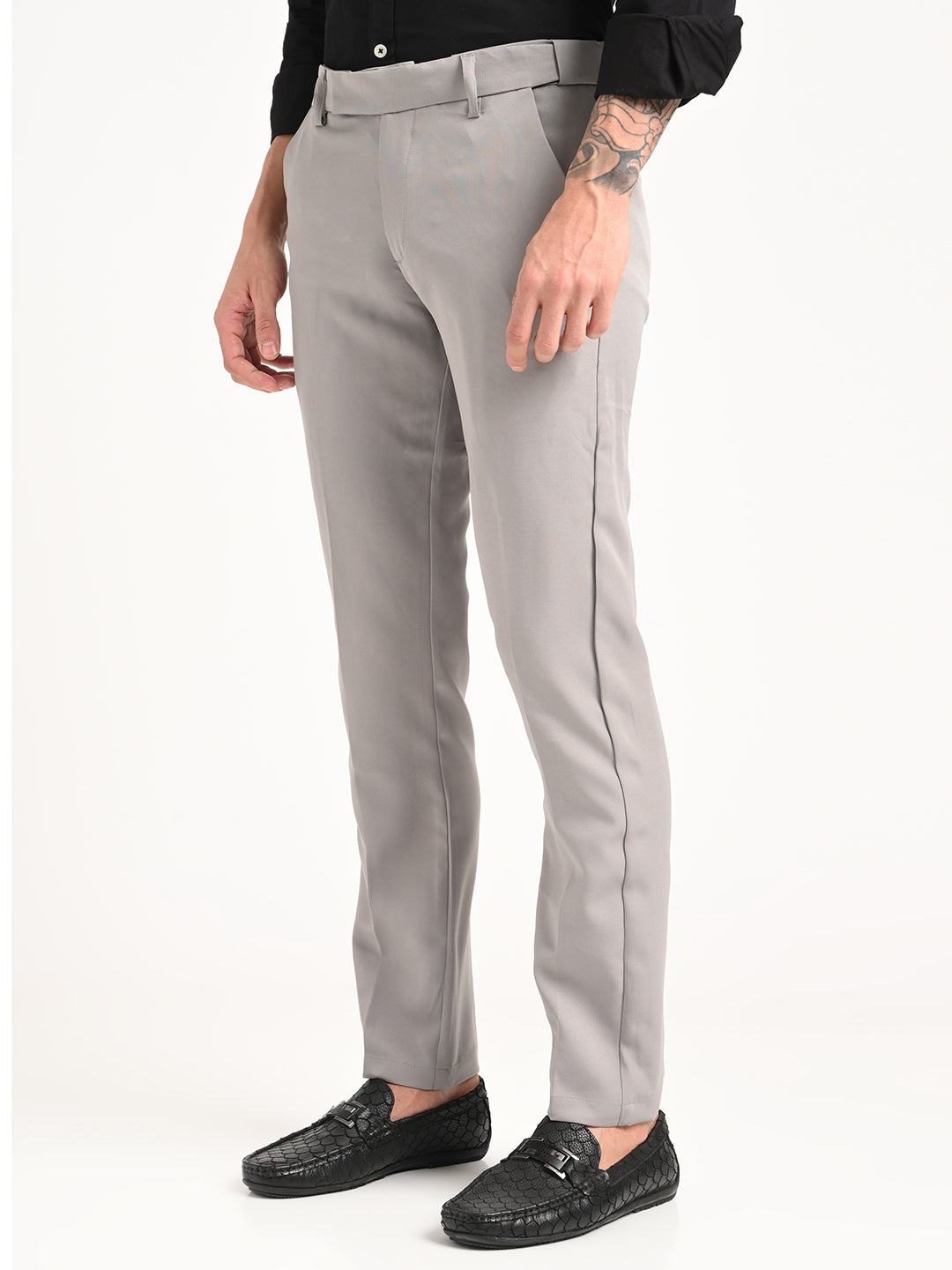 Men Textured Polyester Trousers