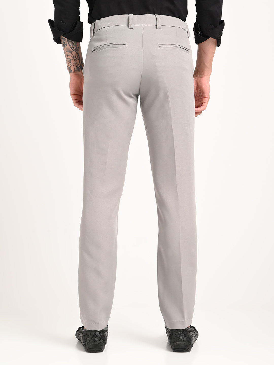 Men Textured Polyester Trousers