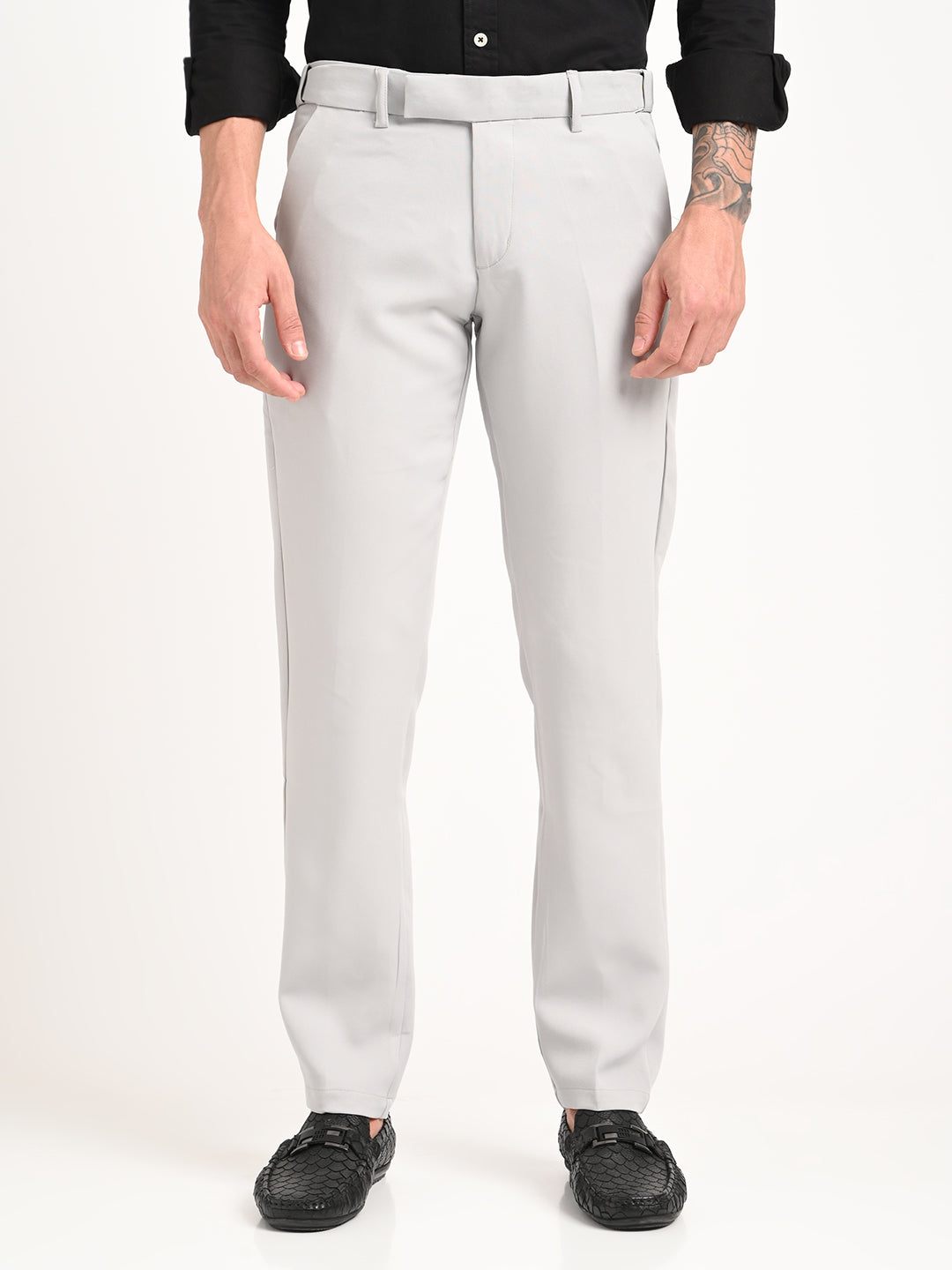 Men Textured Polyester Trousers