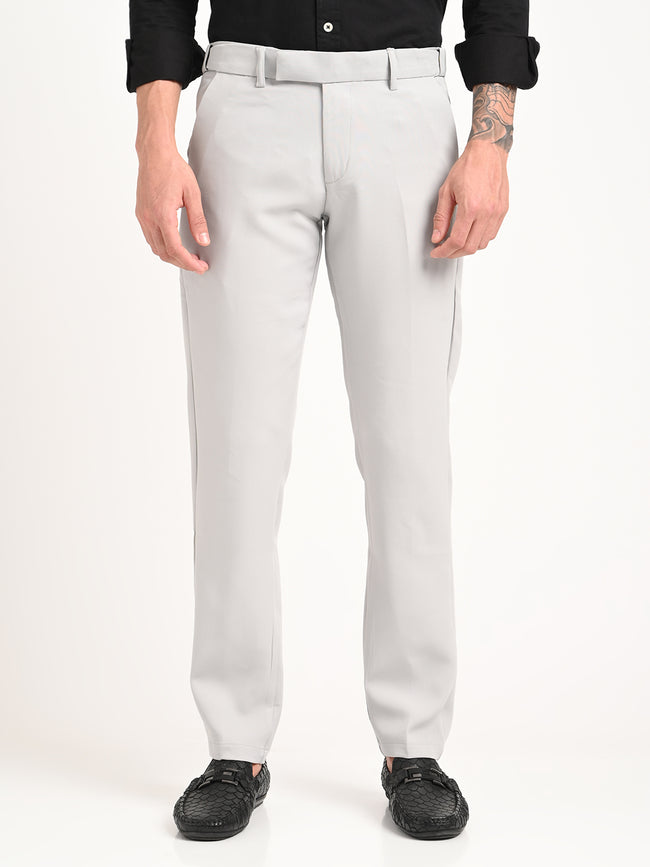 Men Textured Polyester Trousers