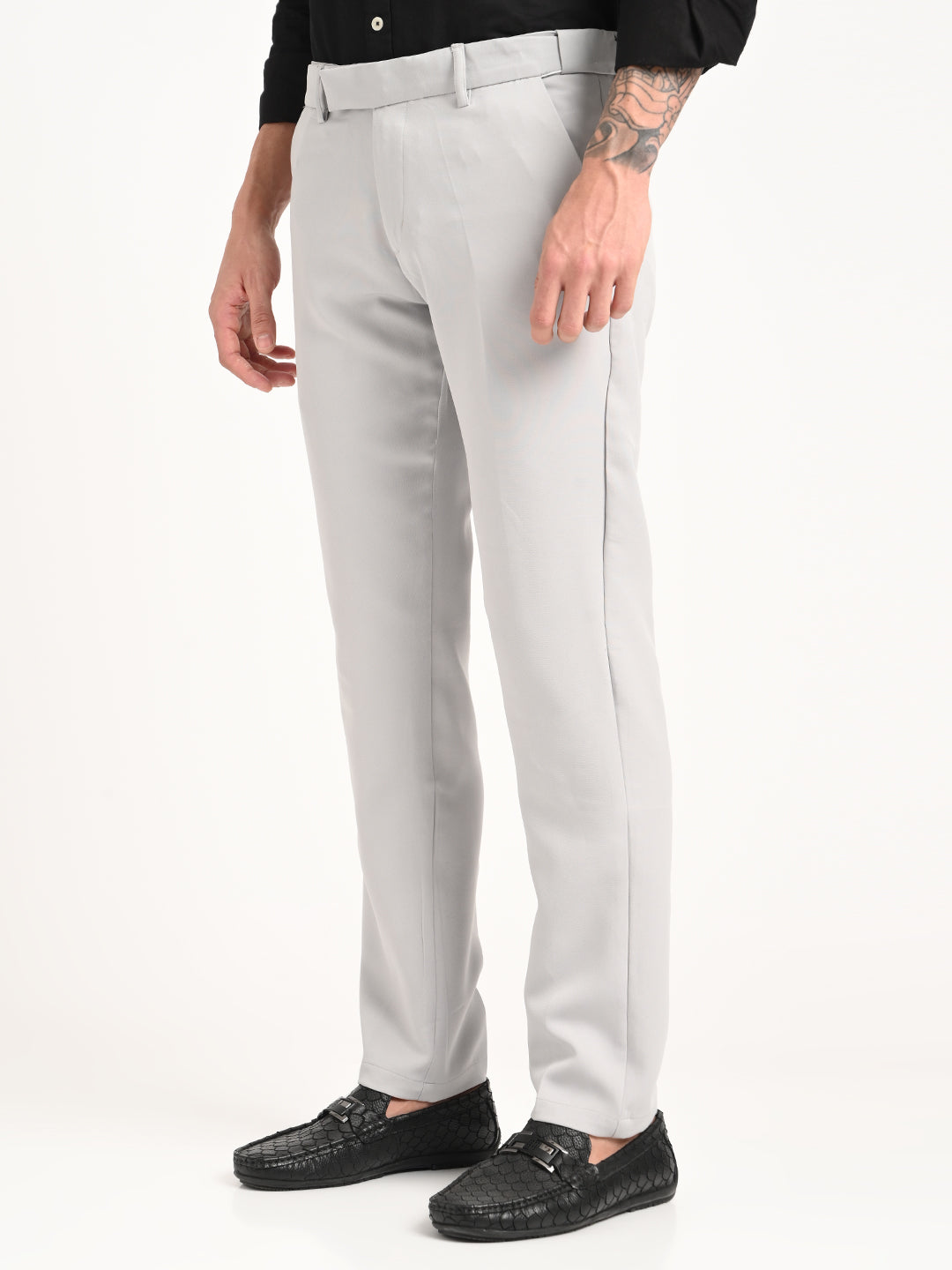 Men Textured Polyester Trousers