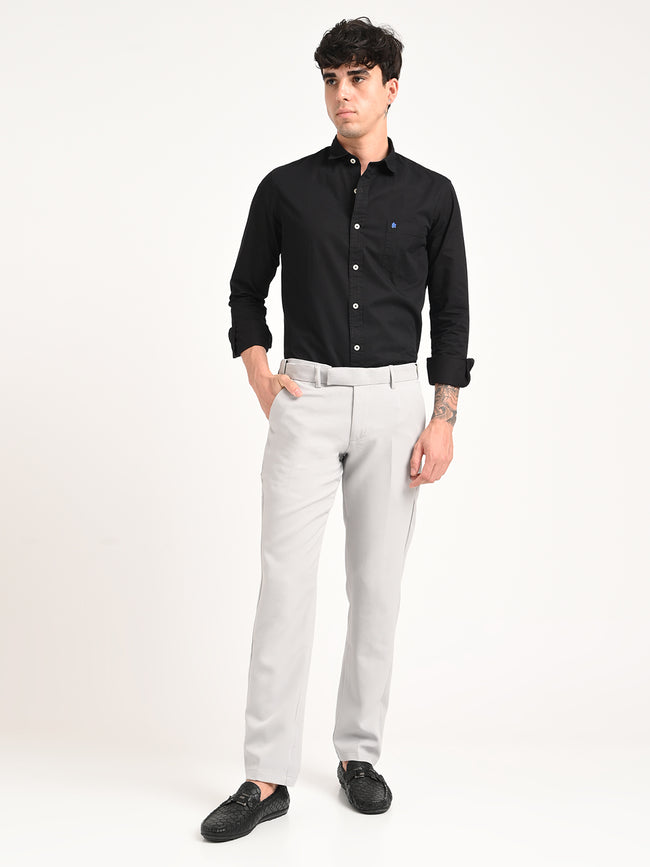 Men Textured Polyester Trousers