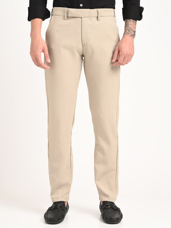 Men Textured Polyester Trousers