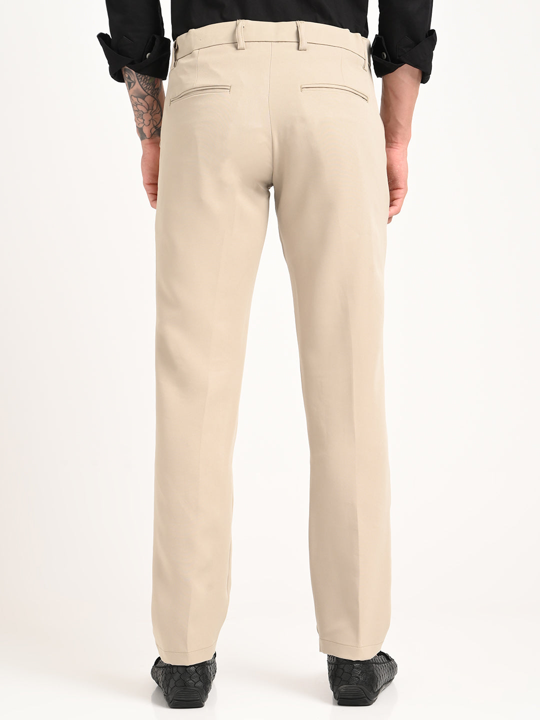 Men Textured Polyester Trousers