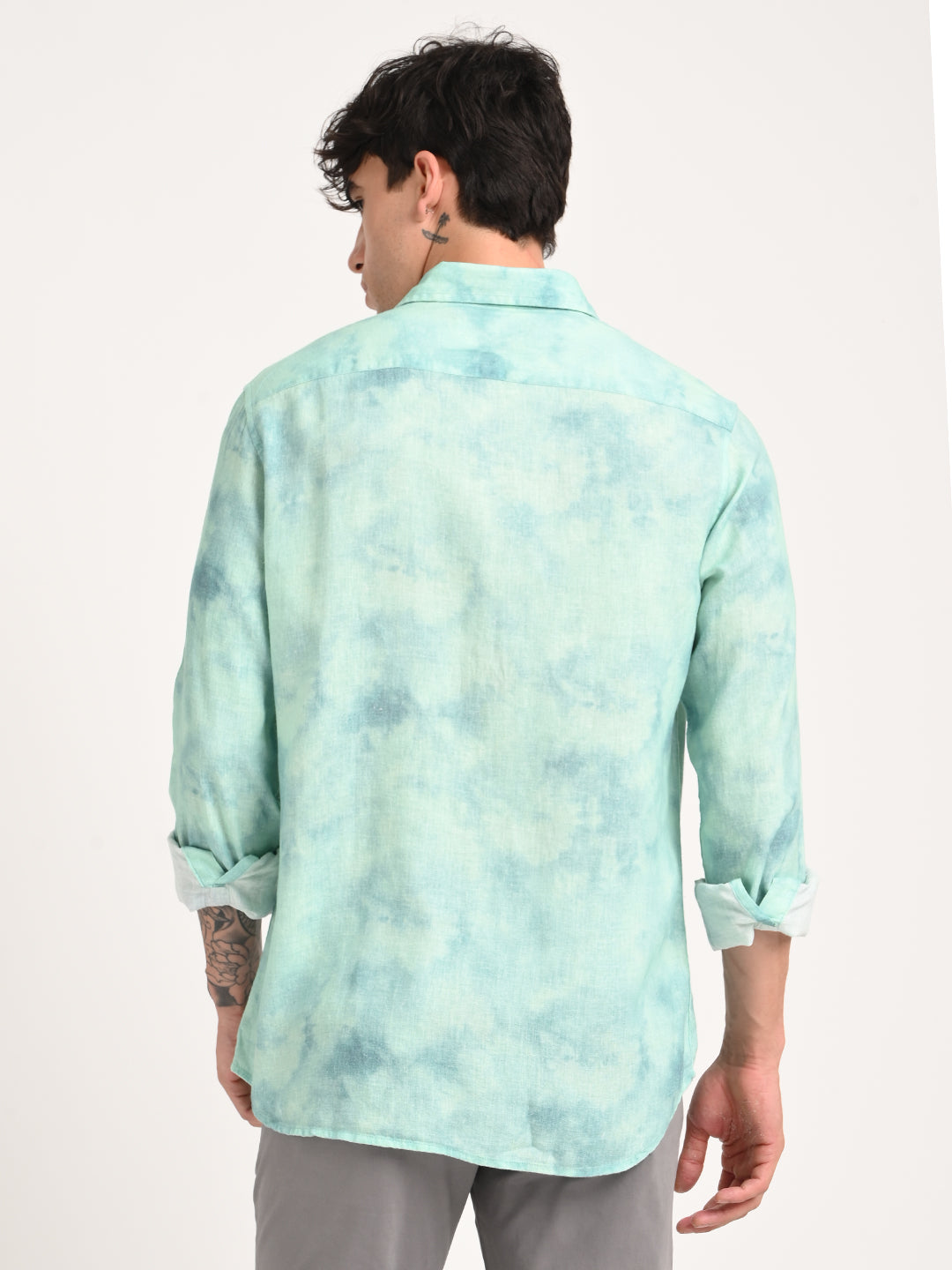Men Digital Print Linen Blend Shirt