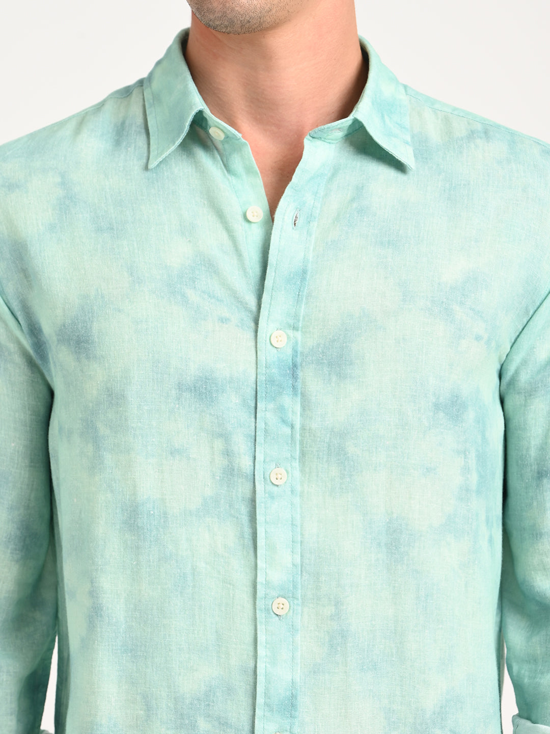 Men Digital Print Linen Blend Shirt