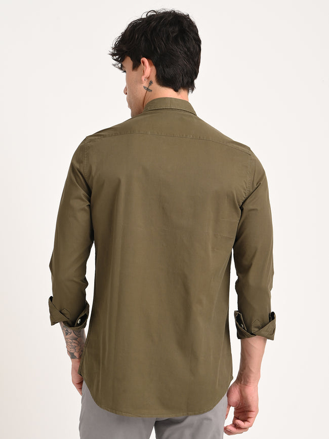 Men Cotton Shirt with Chest Pocket