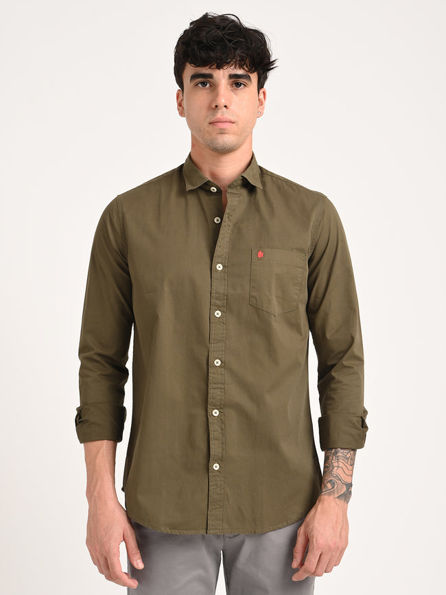 Men Cotton Shirt with Chest Pocket