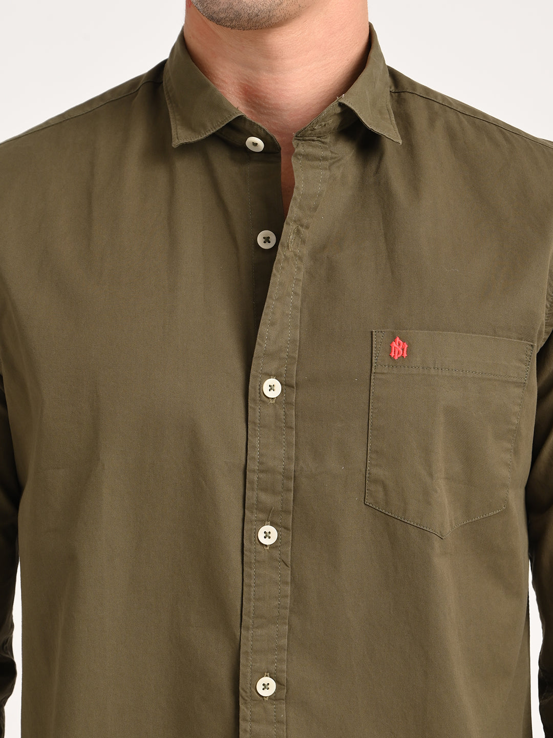 Men Cotton Shirt with Chest Pocket