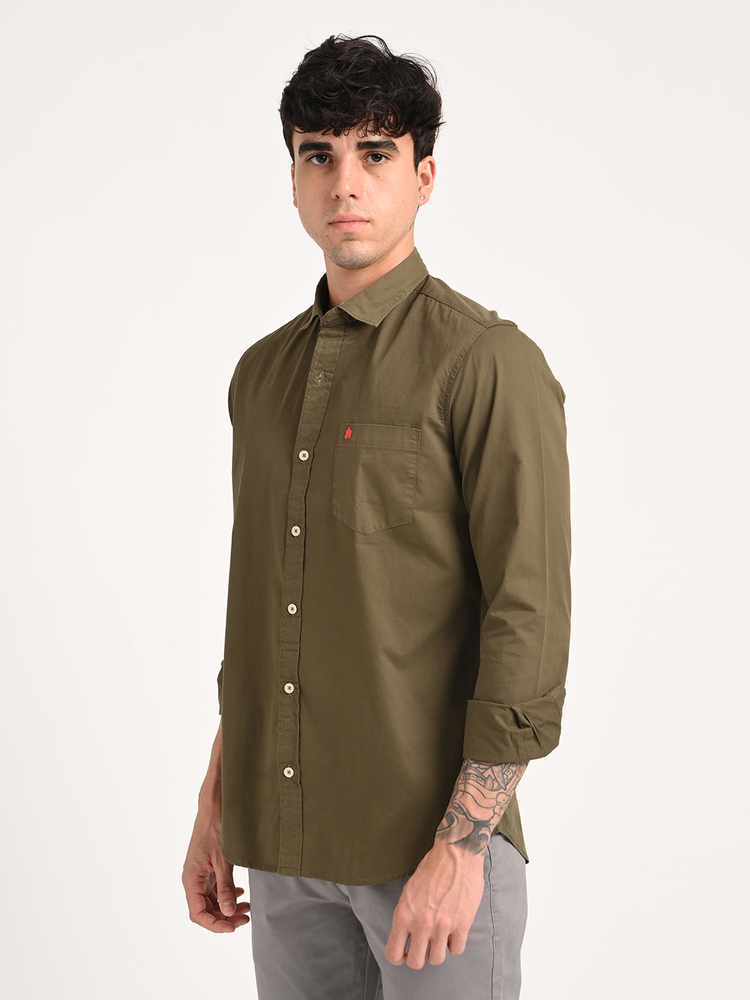 Men Cotton Shirt with Chest Pocket