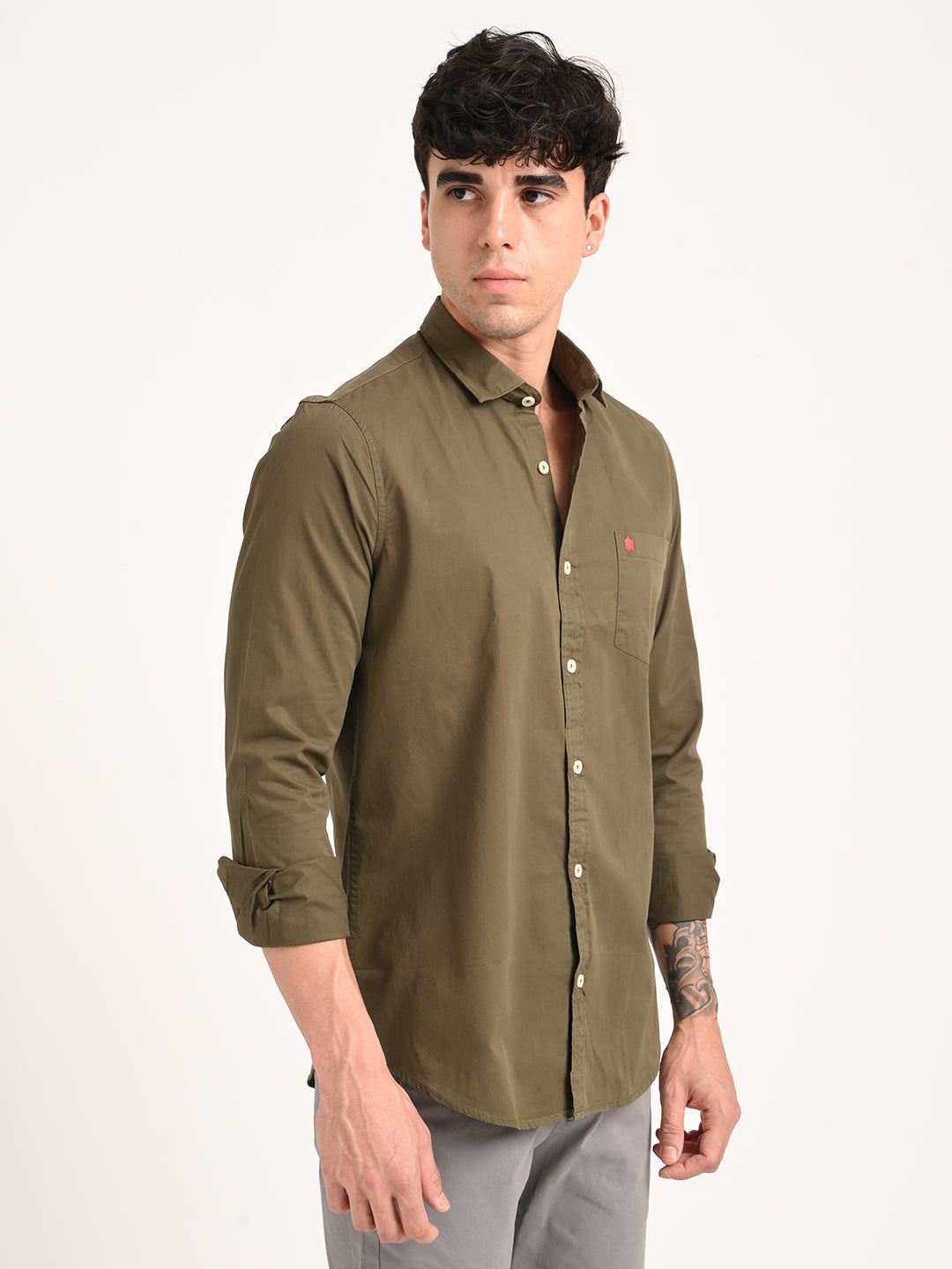 Men Cotton Shirt with Chest Pocket