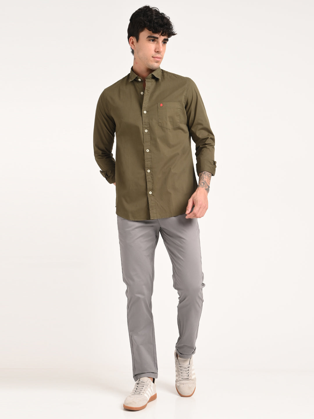 Men Cotton Shirt with Chest Pocket