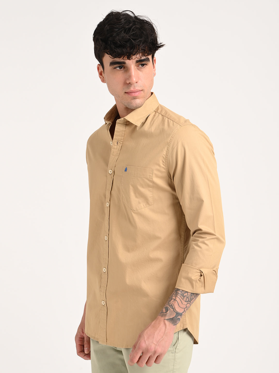 Men Cotton Shirt with Chest Pocket