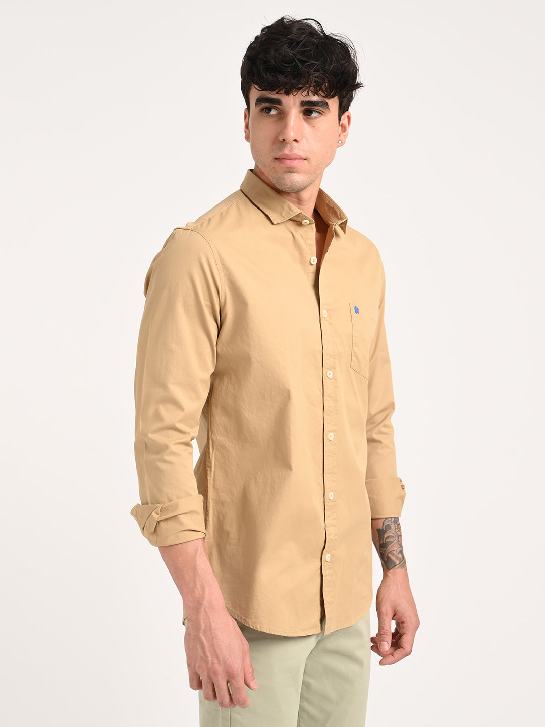Men Cotton Shirt with Chest Pocket