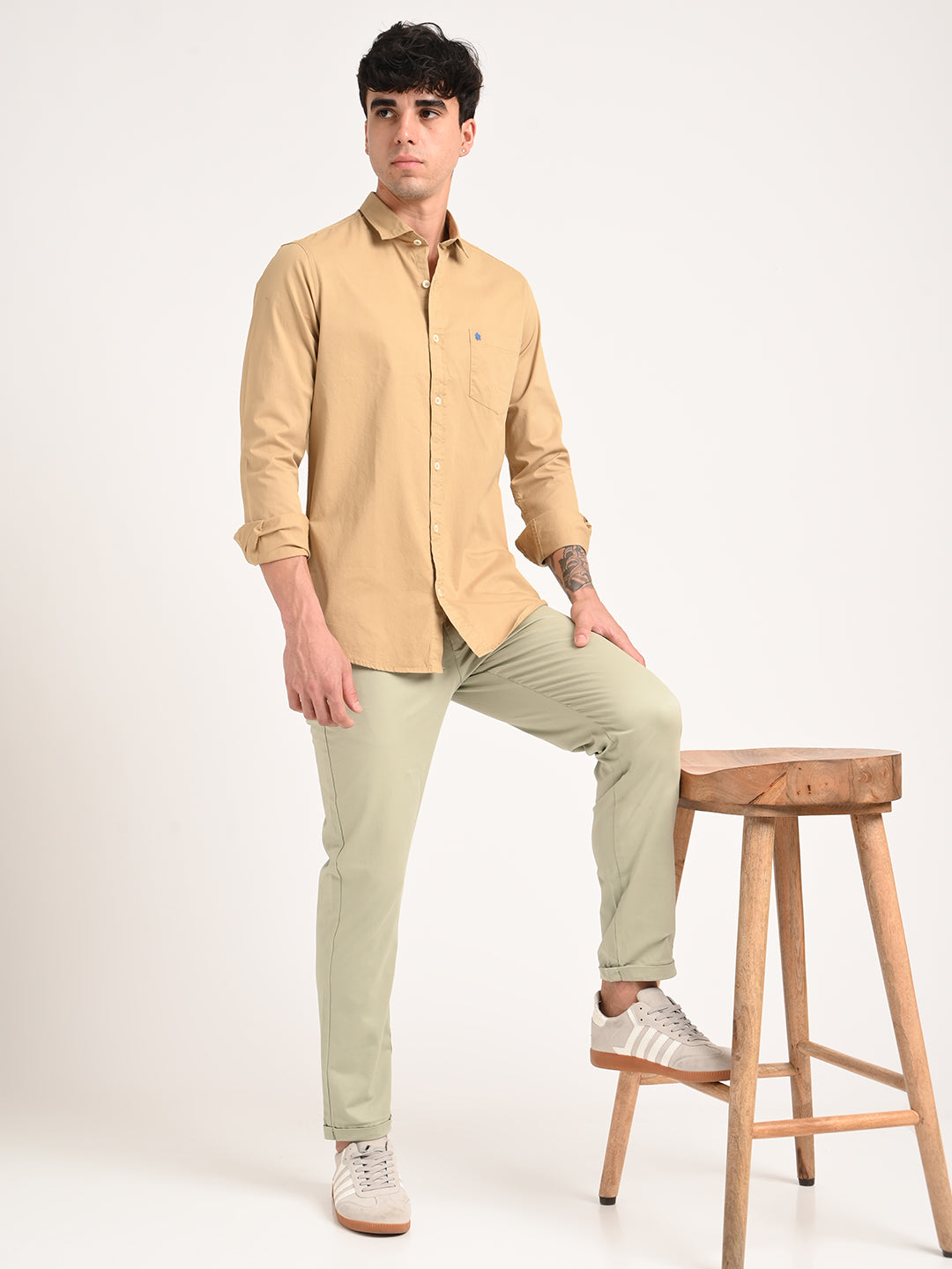 Men Cotton Shirt with Chest Pocket
