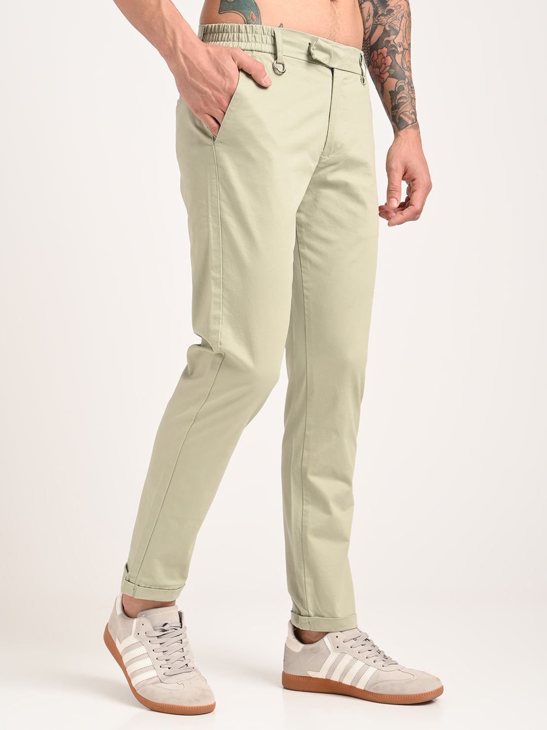 Men Stretch Trousers with Utility Pockets