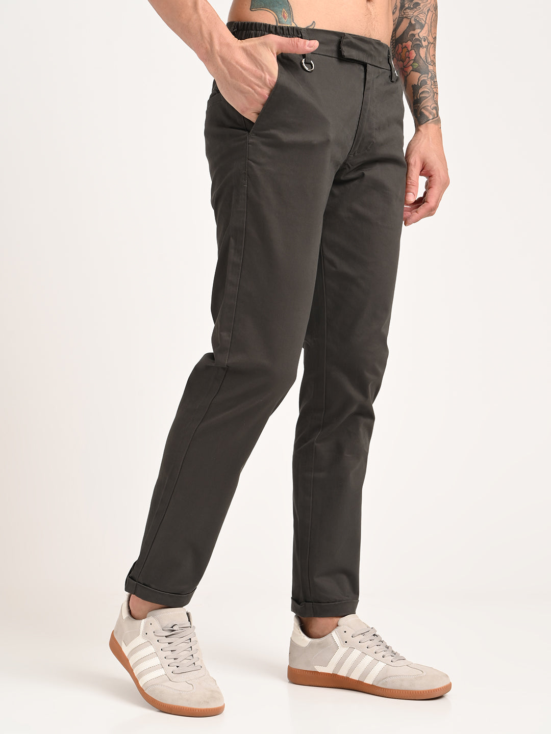Men Stretch Trousers with Utility Pockets