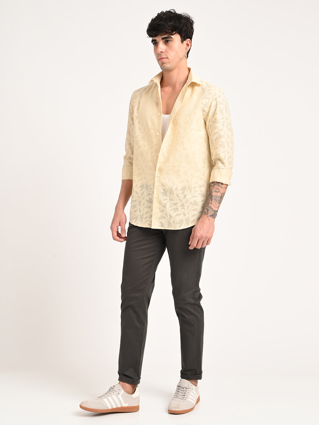 Men Textured Shirt in Brown