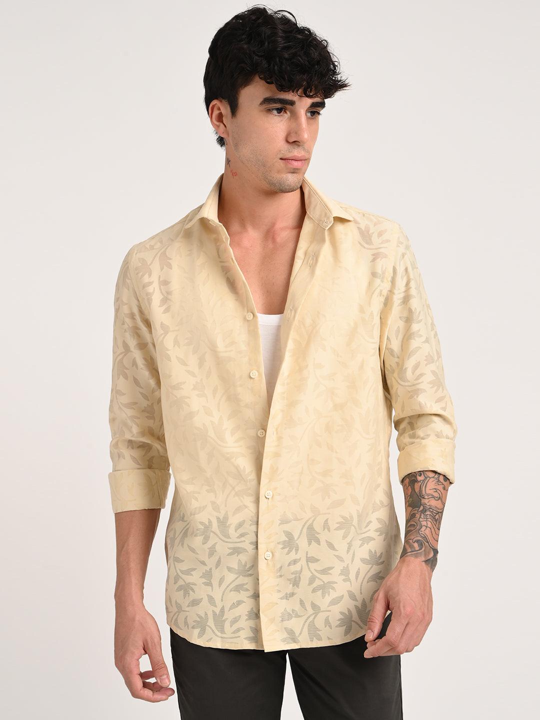 Men Textured Shirt in Brown