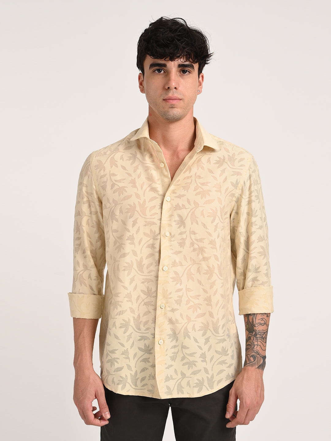 Men Textured Shirt in Brown