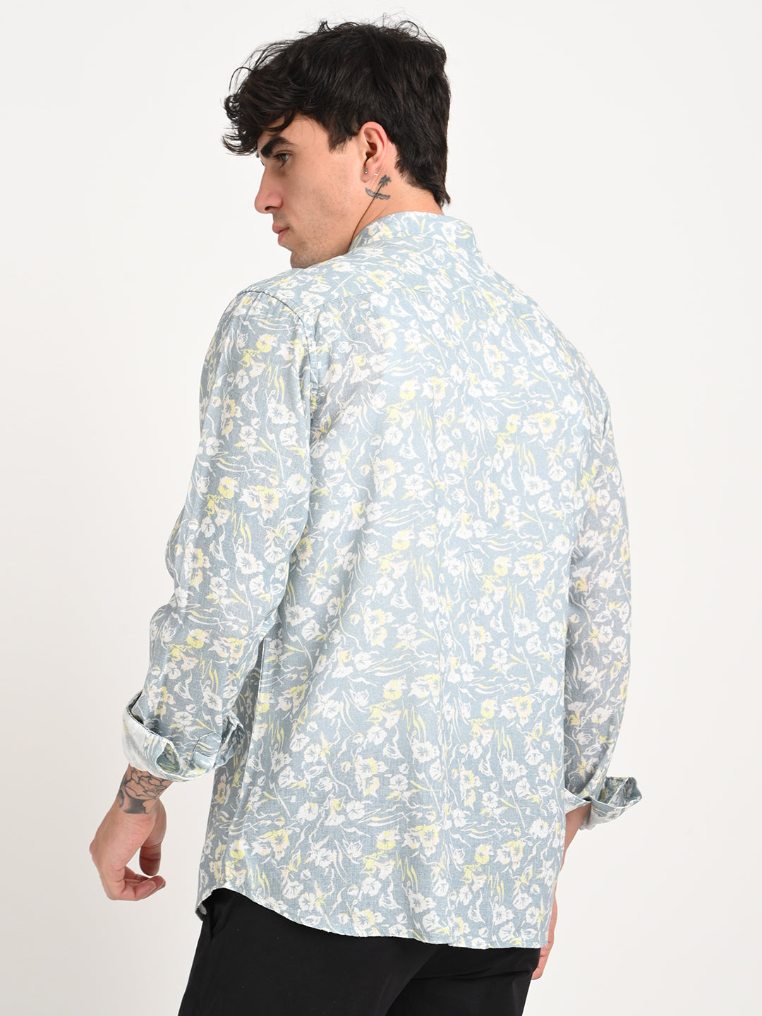 Men Digital Print Linen Blend Shirt