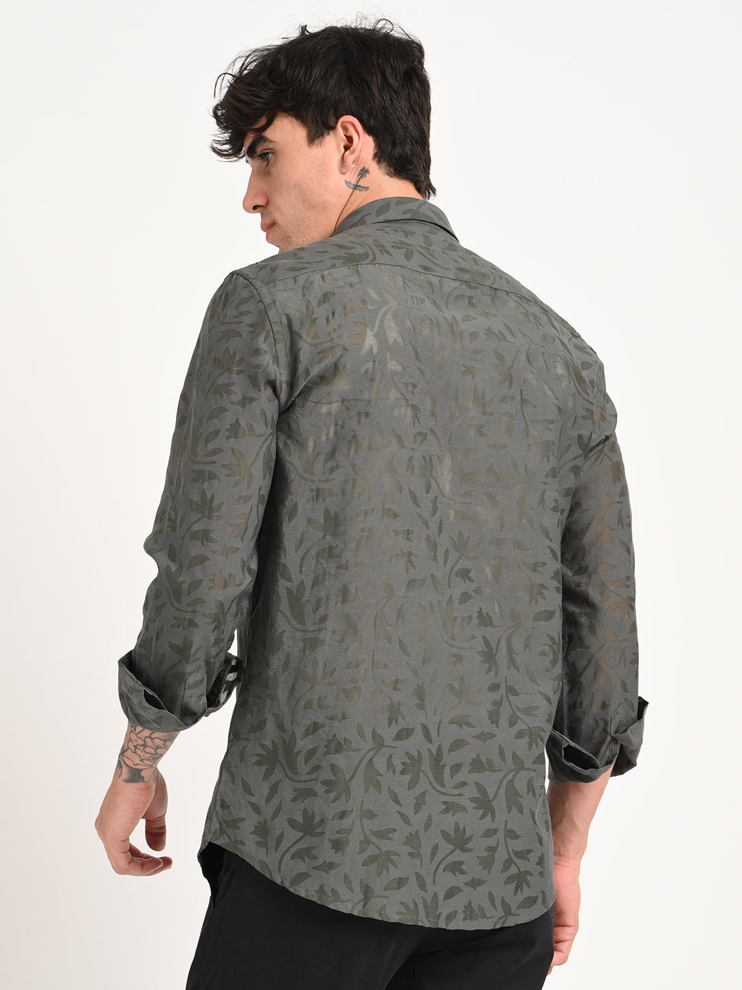 Men Textured Shirt in Brown