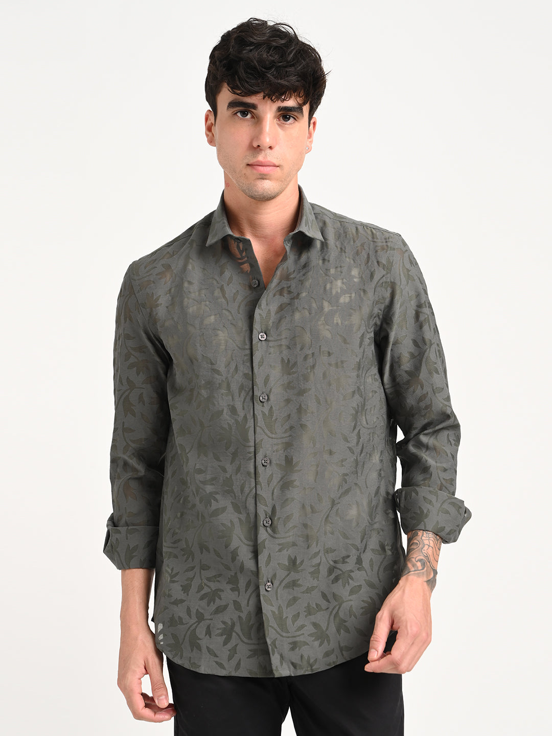 Men Textured Shirt in Brown