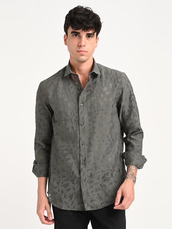 Men Textured Shirt in Brown