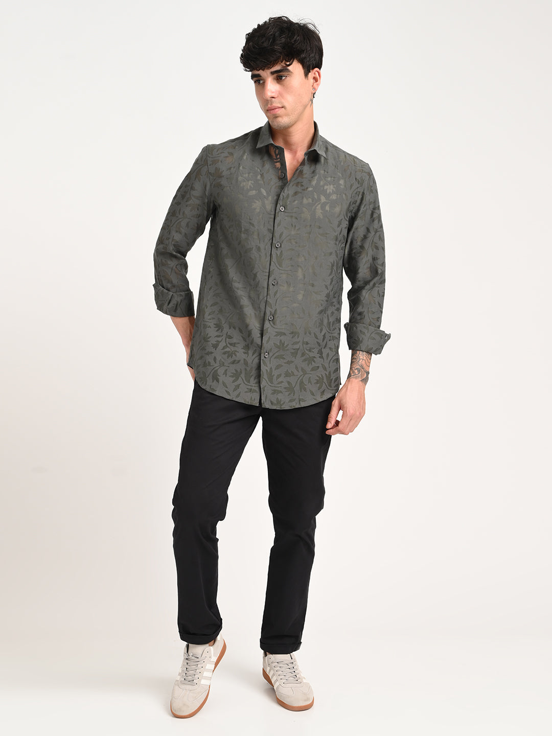 Men Textured Shirt in Brown