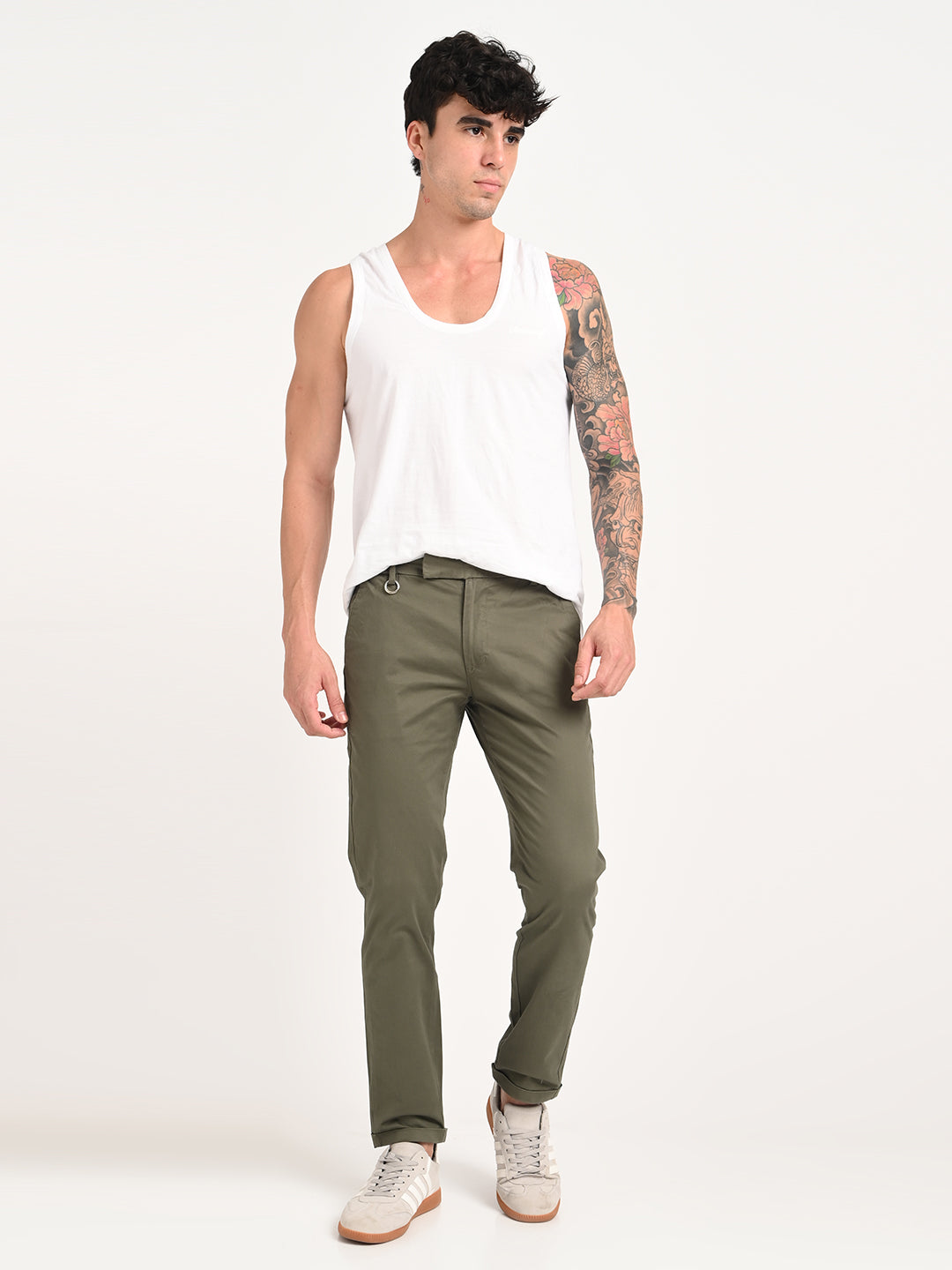 Men Stretch Trousers with Utility Pockets