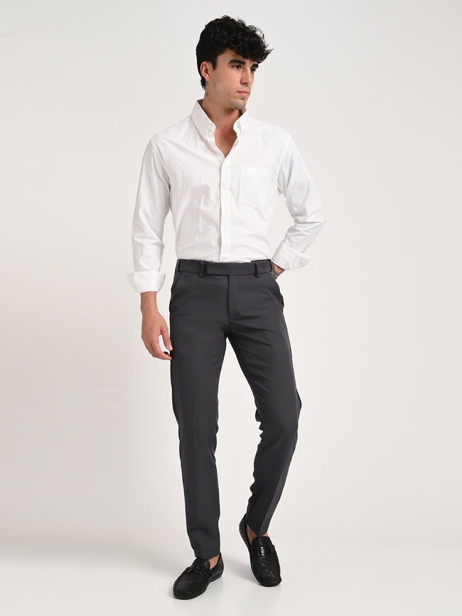 Men Textured Polyester Trousers