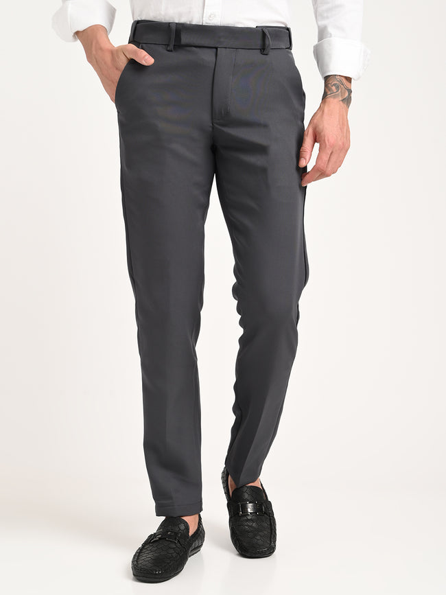 Men Textured Polyester Trousers