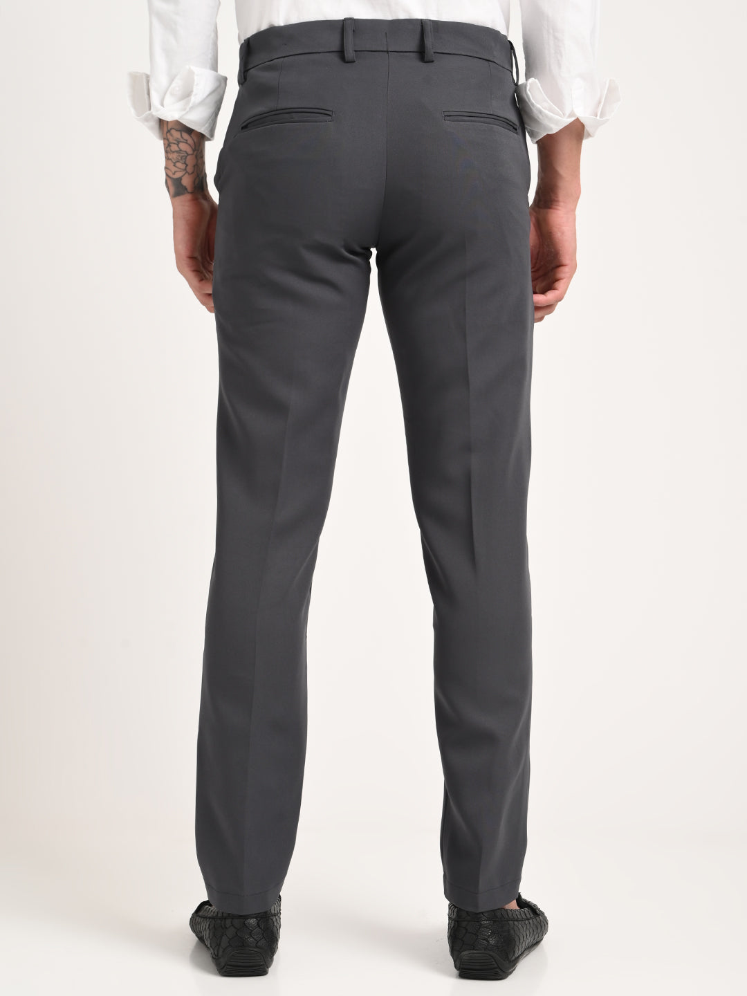 Men Textured Polyester Trousers
