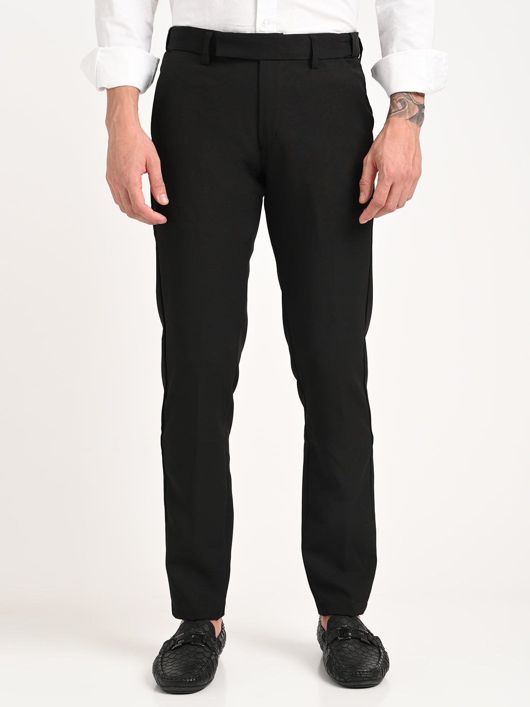Men Textured Polyester Trousers