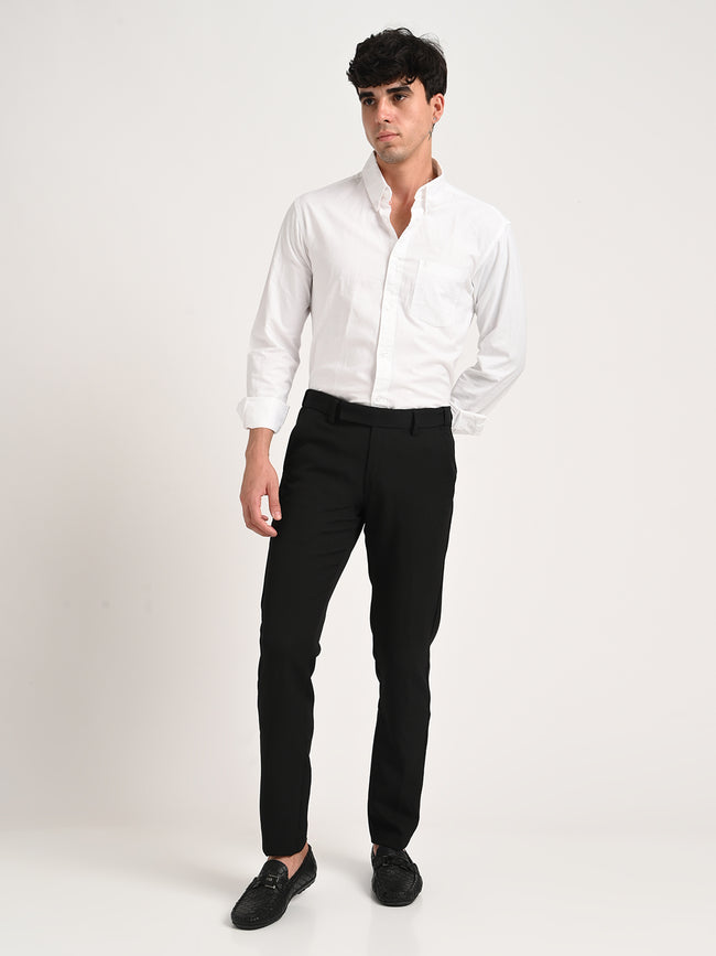 Men Textured Polyester Trousers