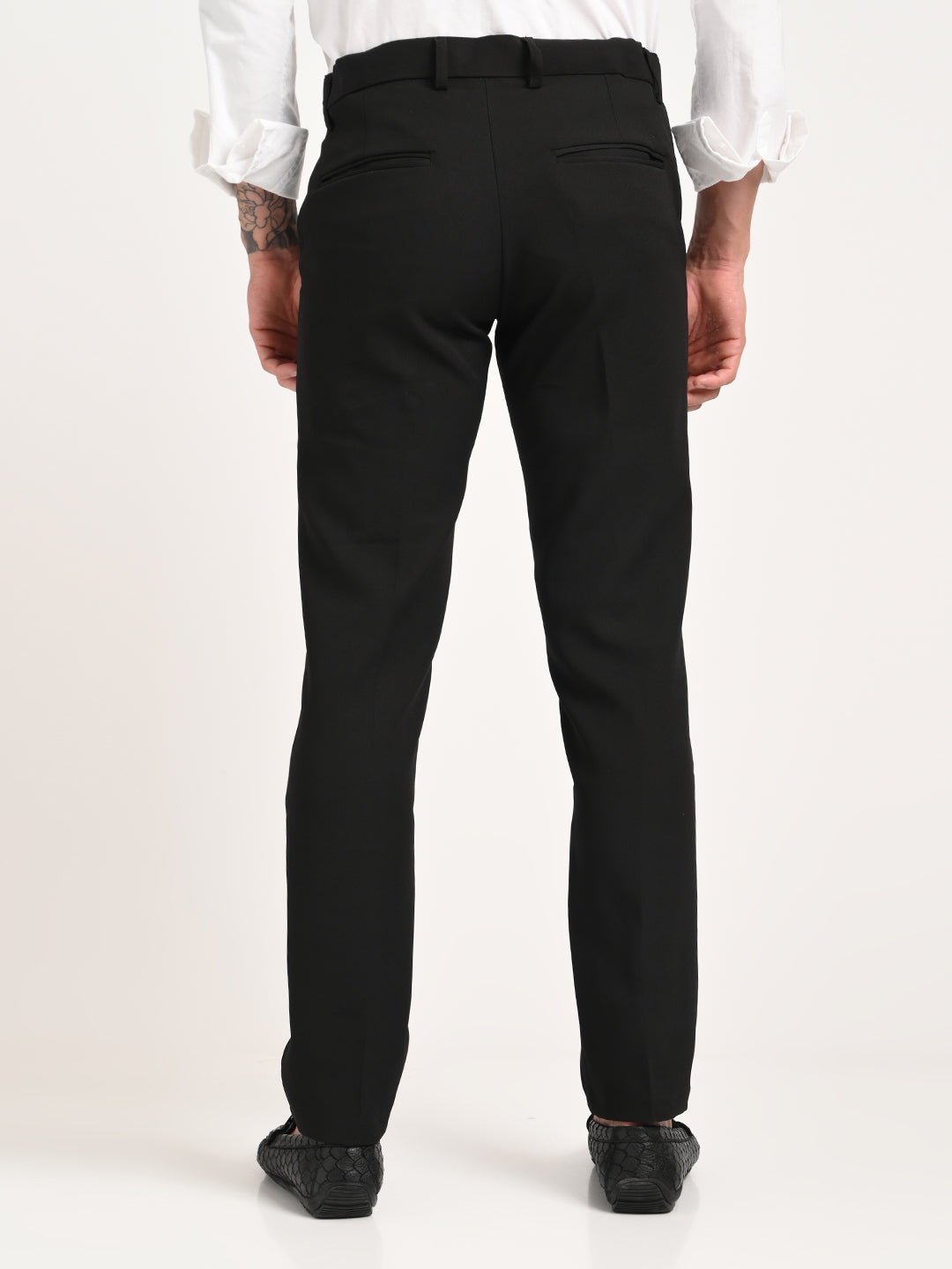 Men Textured Polyester Trousers