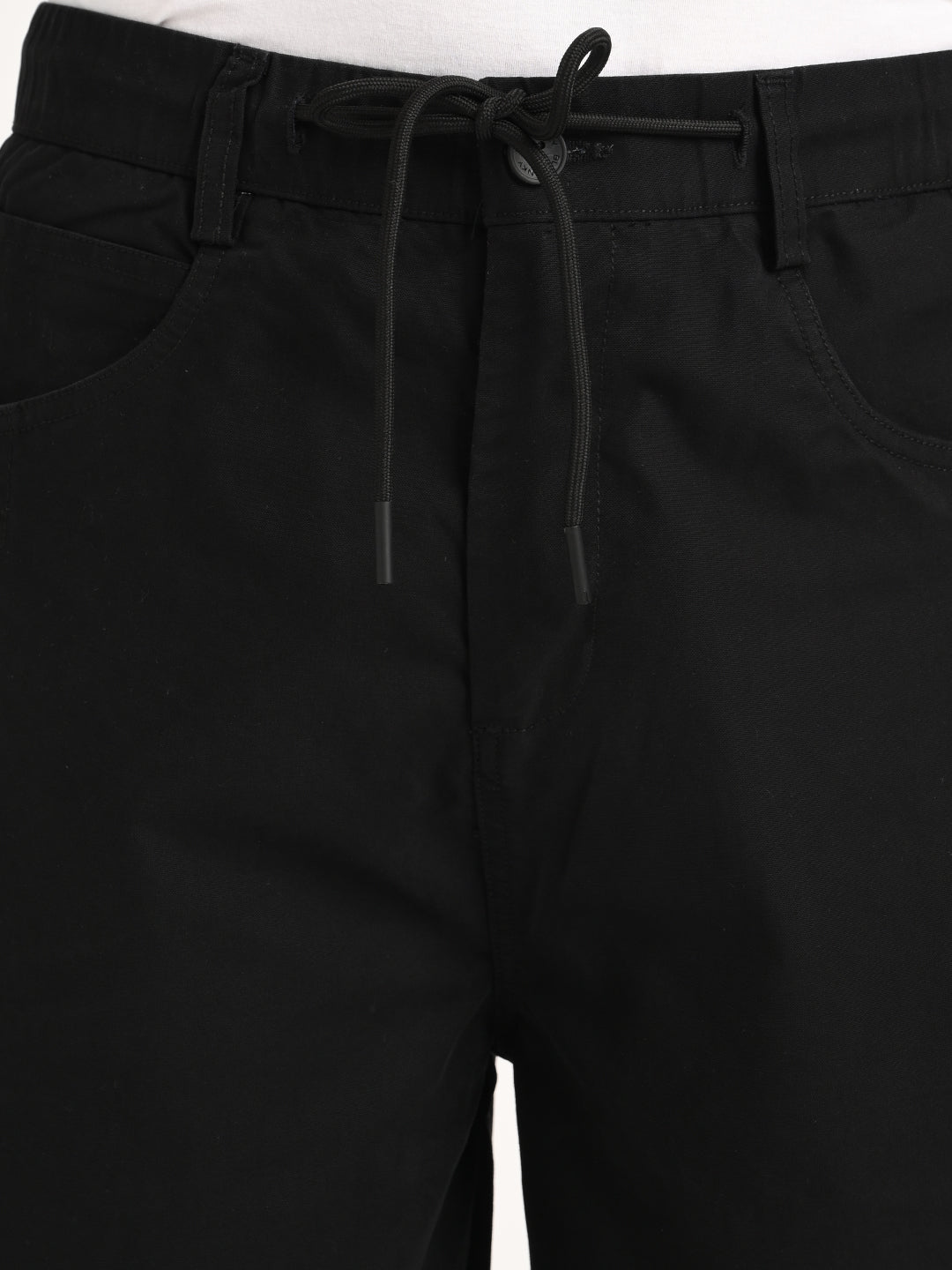 Men Relaxed Cotton Trousers with Drawcord