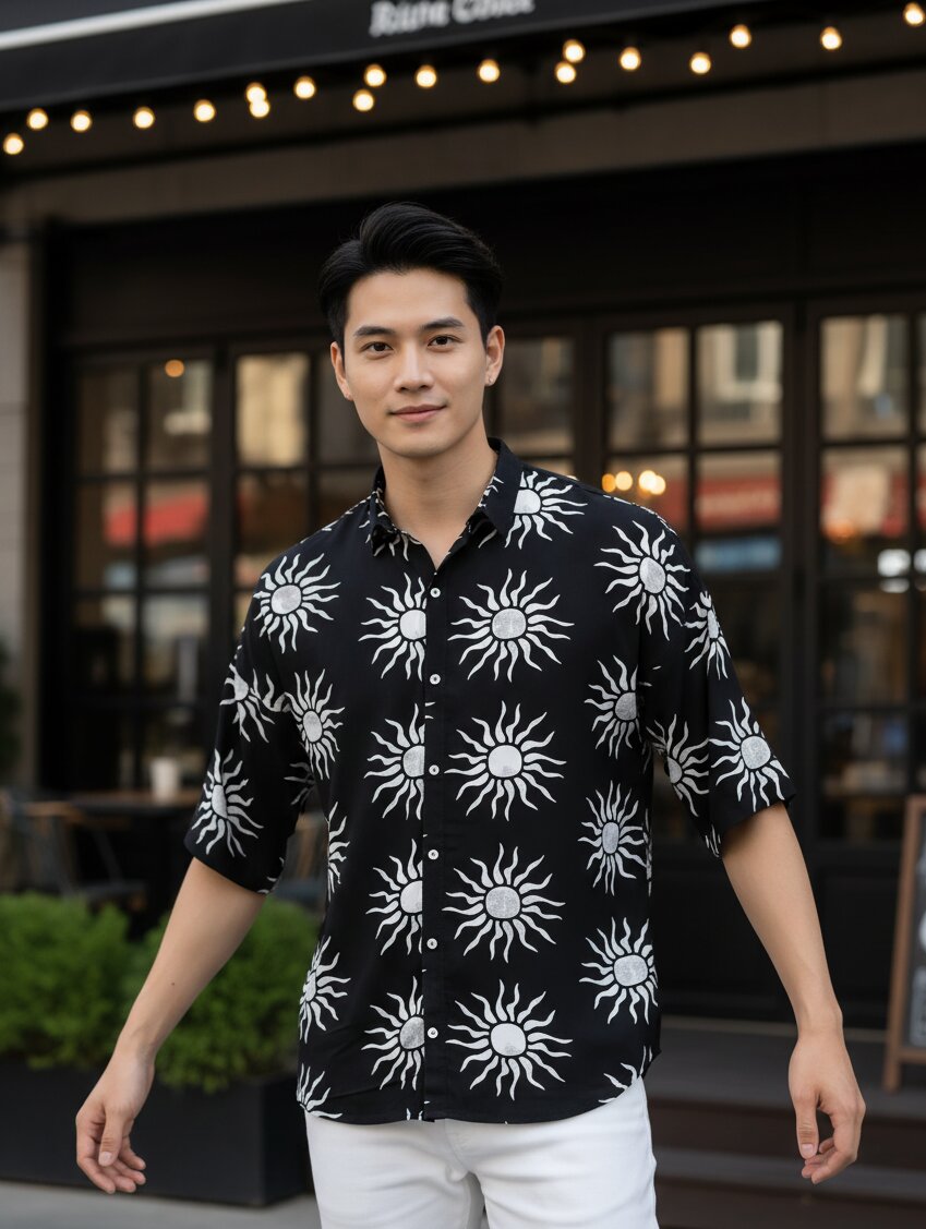 Men Black Printed Shirt