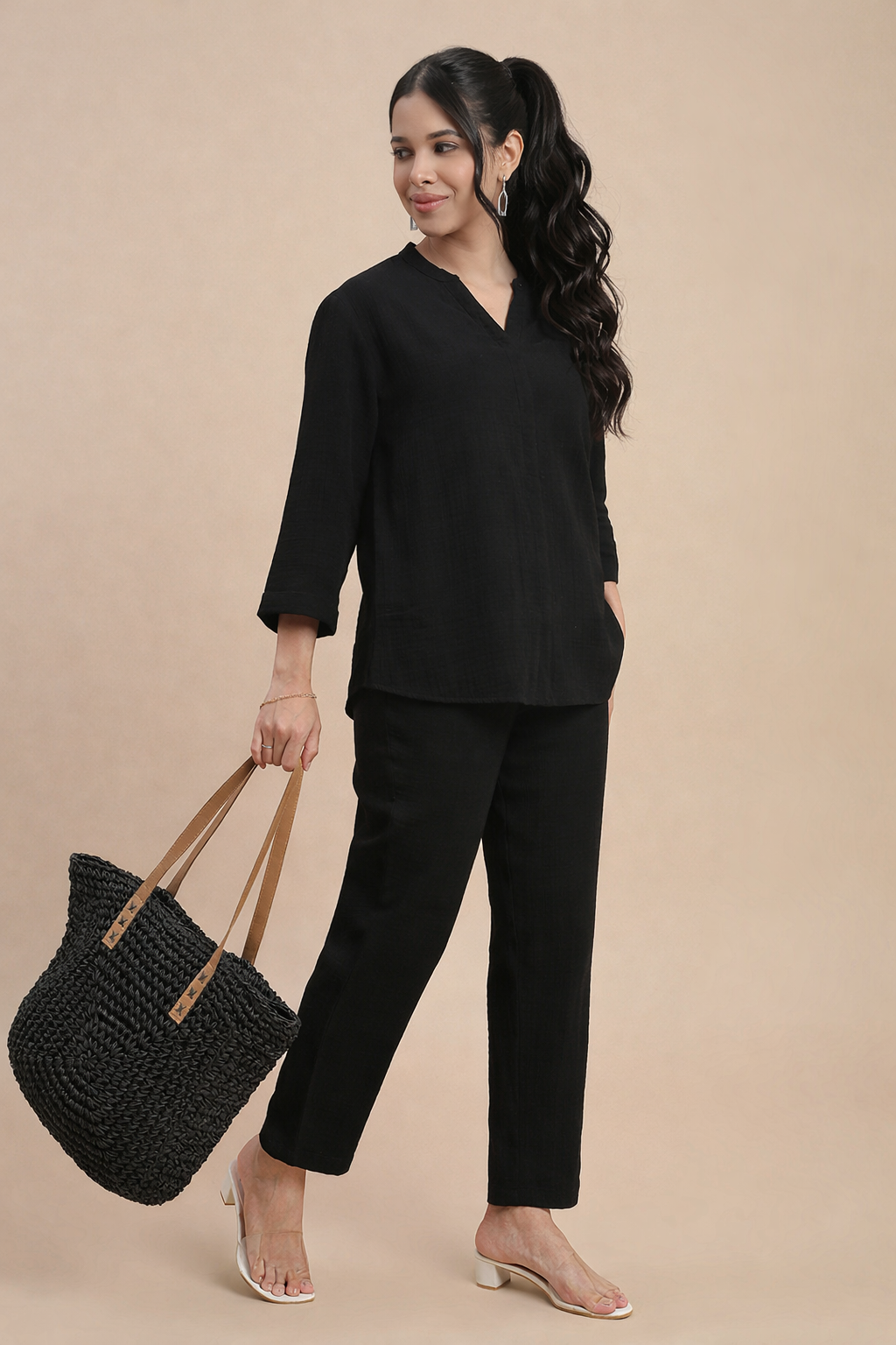Women Black Casual Tunic Top