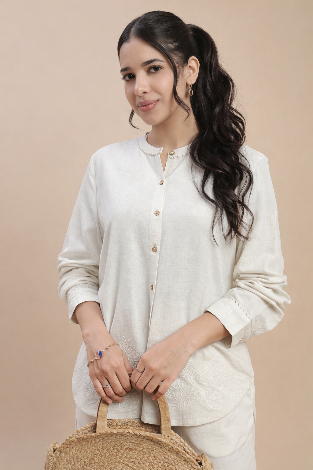 Women Beige Casual Tunic Top