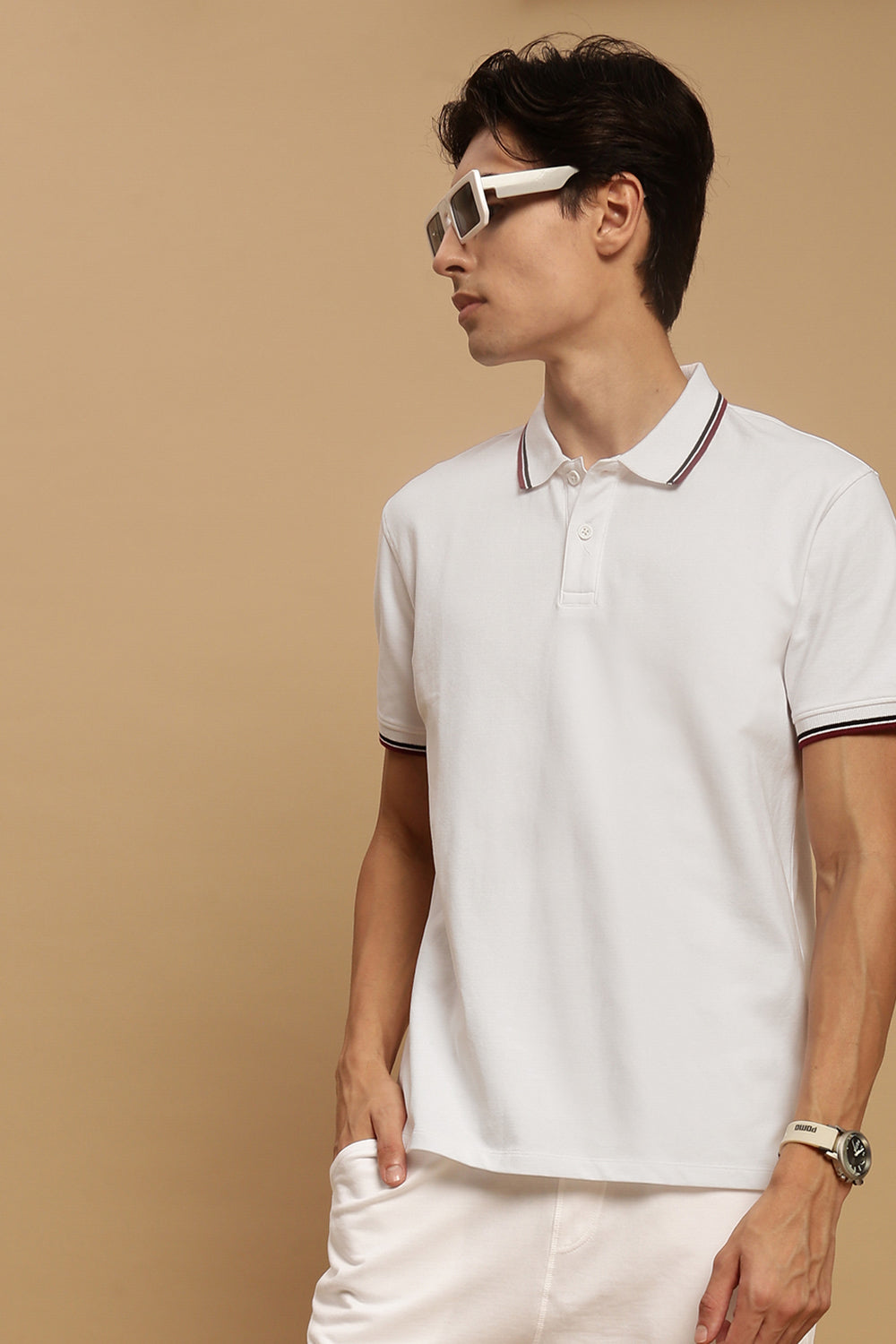 Men White Half Sleeve T-Shirt